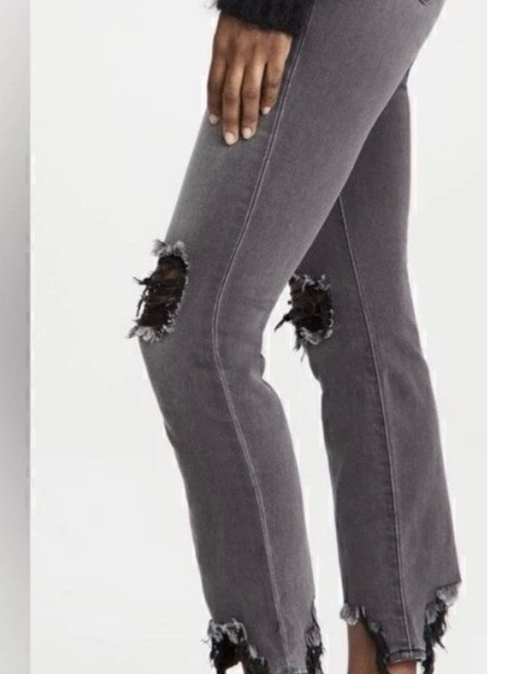 L'AGENCE High Line Skinny Jeans Vintage Grey Destruct Sz 25